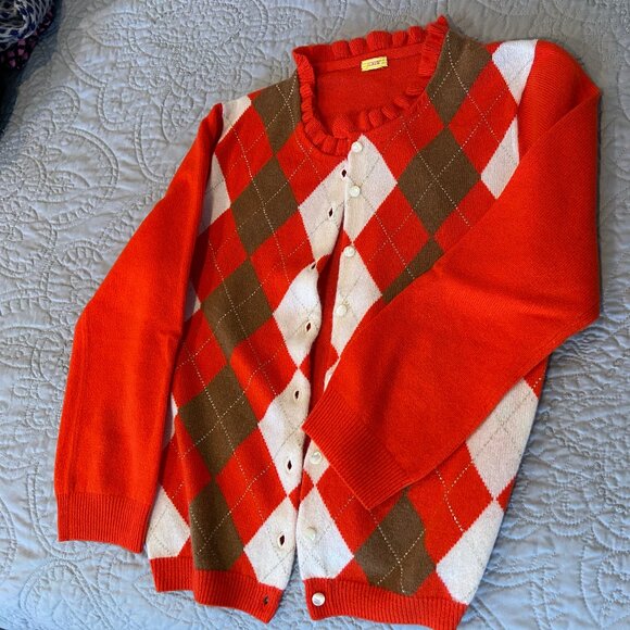 J. Crew Collection Italian Cashmere/wool  Argyle Cardigan Women’s Sz S - Picture 1 of 3